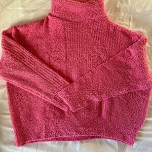 She + Sky Vibrant Pink Turtleneck Sweater